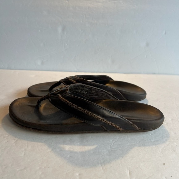 OLUKAI Sz 9 Mea Ola Beach Sandals Premium Leather Flip-Flop Slides - Picture 7 of 9